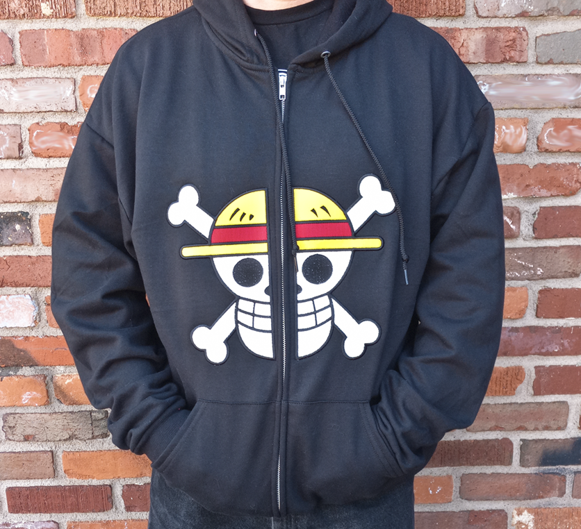 Straw Hat Skull Split Hoodie