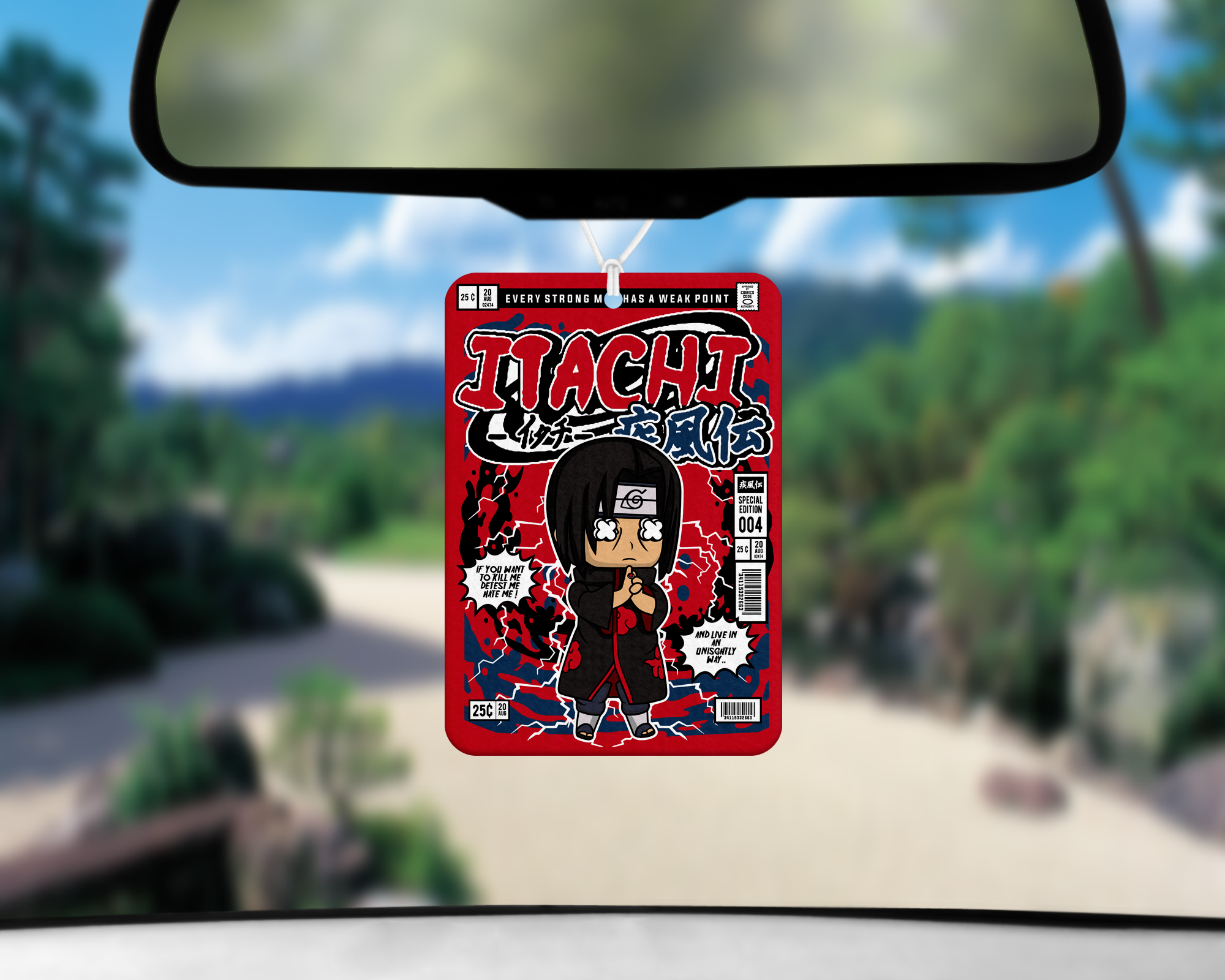 Vigilante Comic Style Air Freshener Mockup