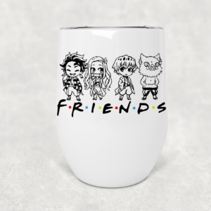 Demon Fighting Friends Wine Tumbler Mockup