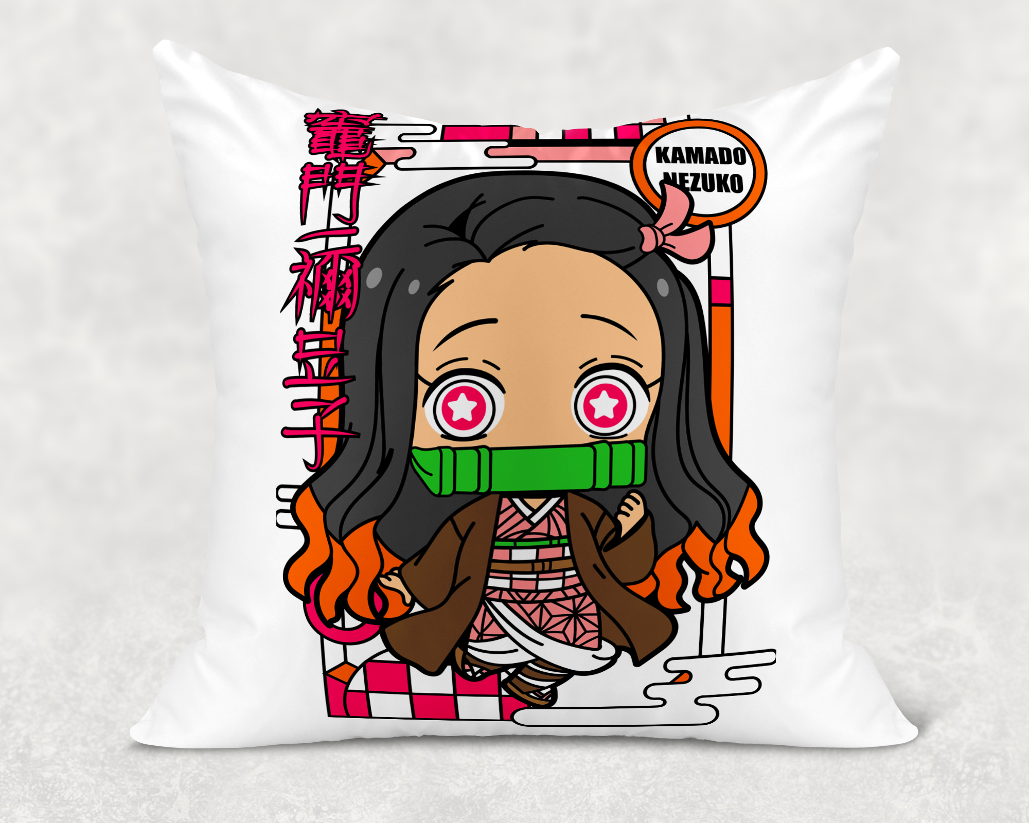 Demon Girl Throw Pillow Cover Mockup