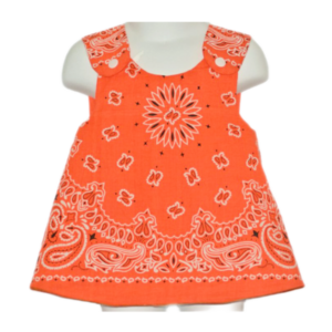 Reversible Baby Pinafore Dress- orange bandana