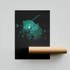Beast Fighter Silhouette Art Print Mockup