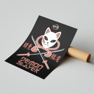 Scar Kitsune Mask Art Print Mockup