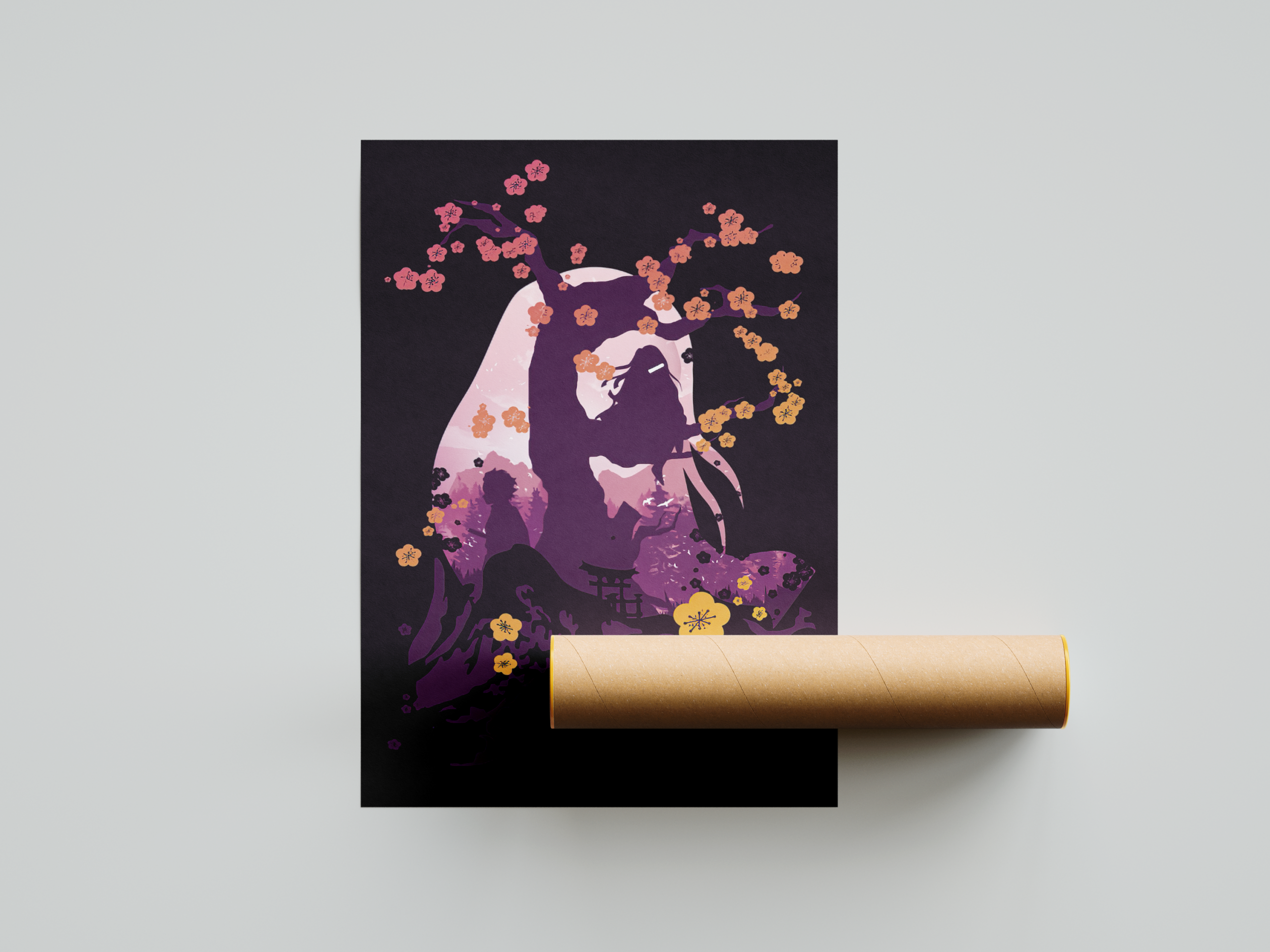 Slayer of Demons & His Sister Silhouette Art Print Mockup