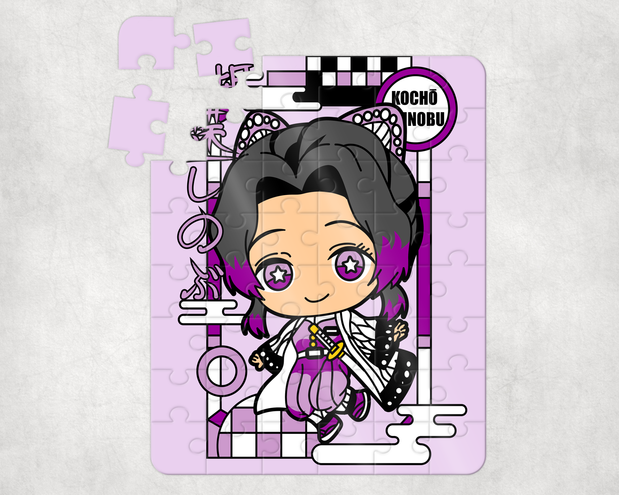 Chibi Butterfly Girl Puzzle Mockup