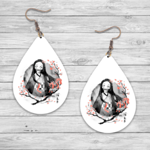 Demon Girl Watercolor Earrings Mockkup