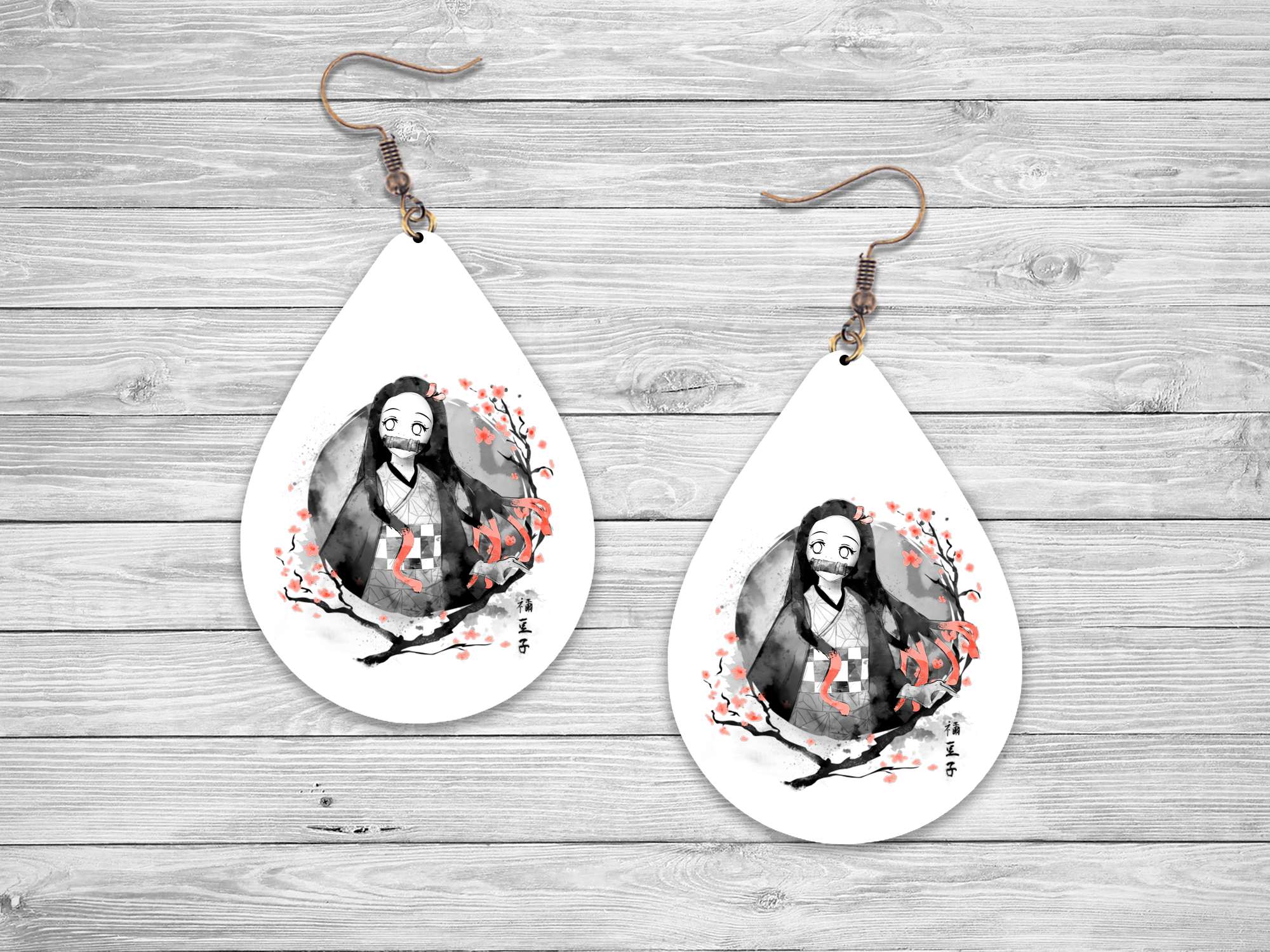 Demon Girl Watercolor Earrings Mockkup