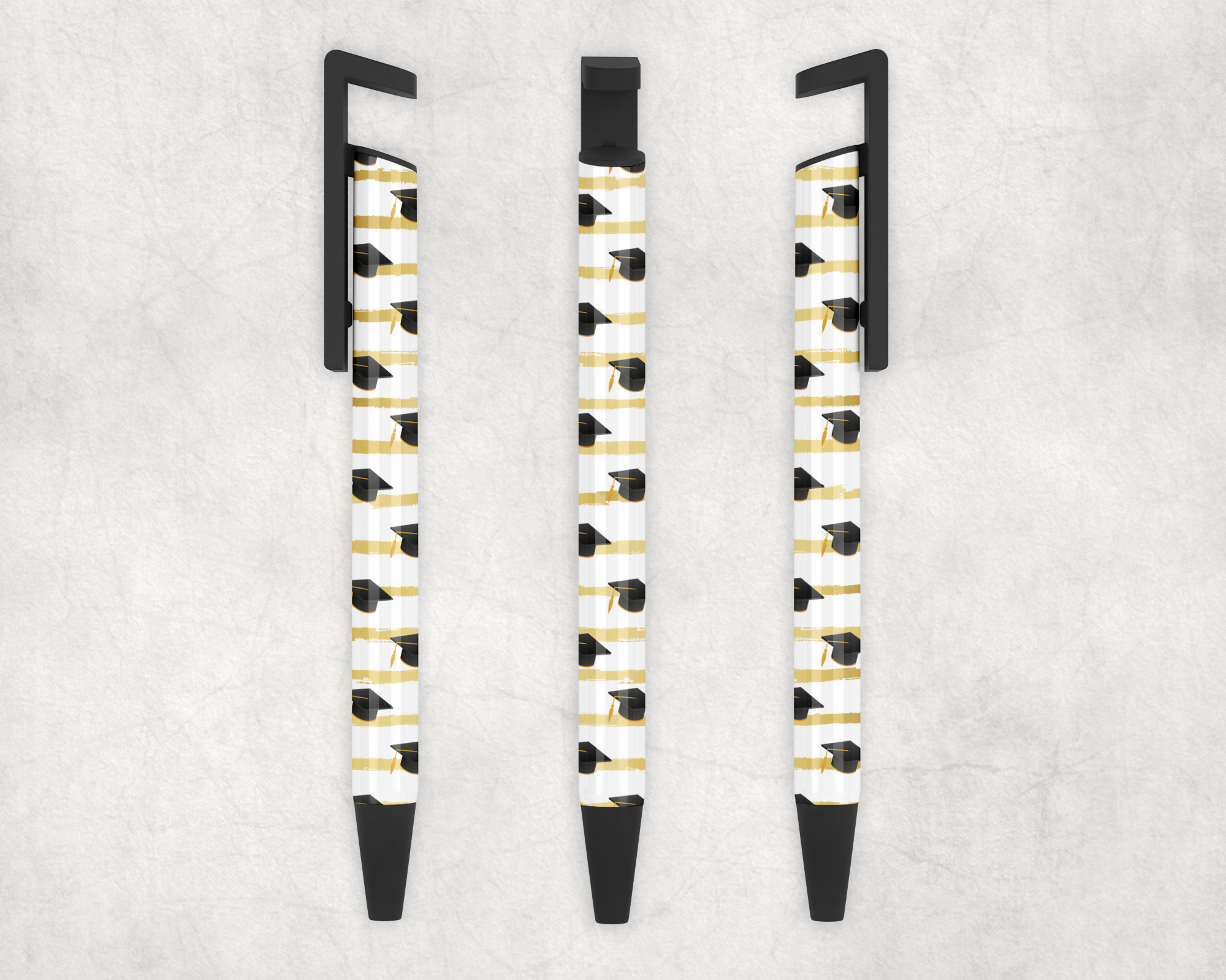 Grad Caps & Stripes Ballpoint Pen Mockup