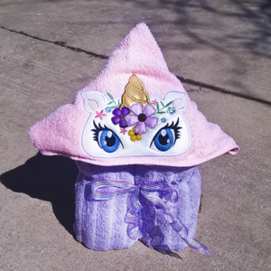 Floral Unicorn Hooded Towel