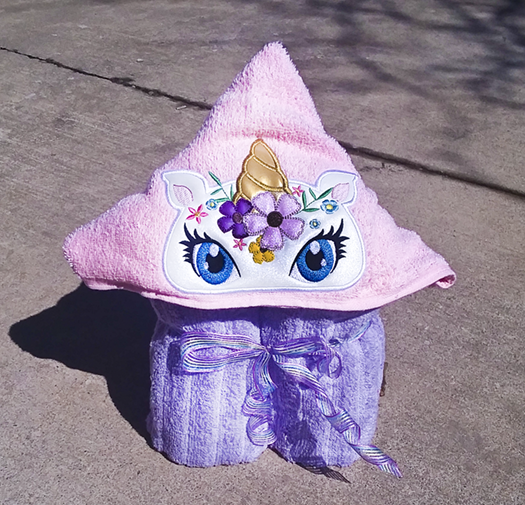 Floral Unicorn Hooded Towel