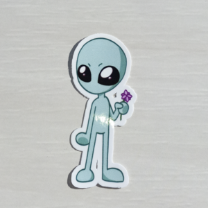 Alien with a Flower Sticker