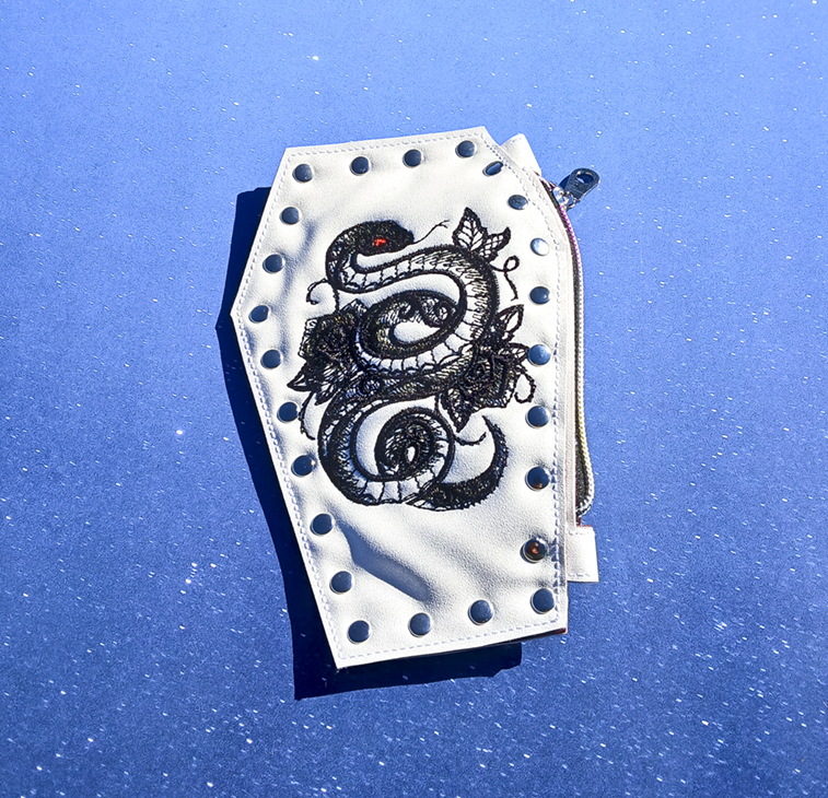 Floral Snake Rivet Coffin Wallet