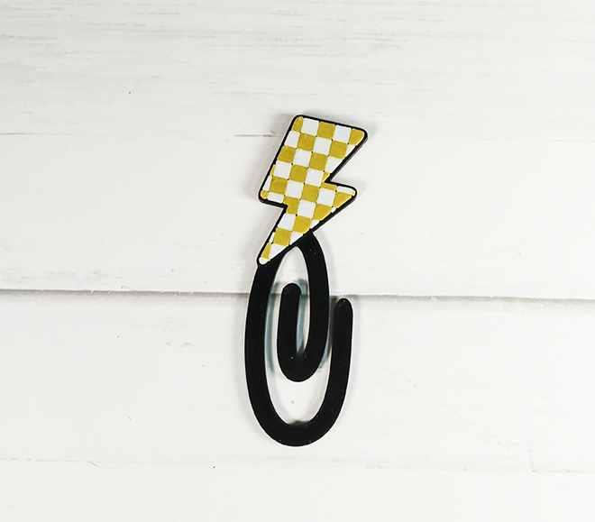 Checkered Lightning Bolt Jumbo Paperclip Bookmark