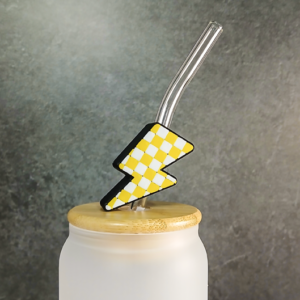 Checkered Lightning Bolt Straw Topper