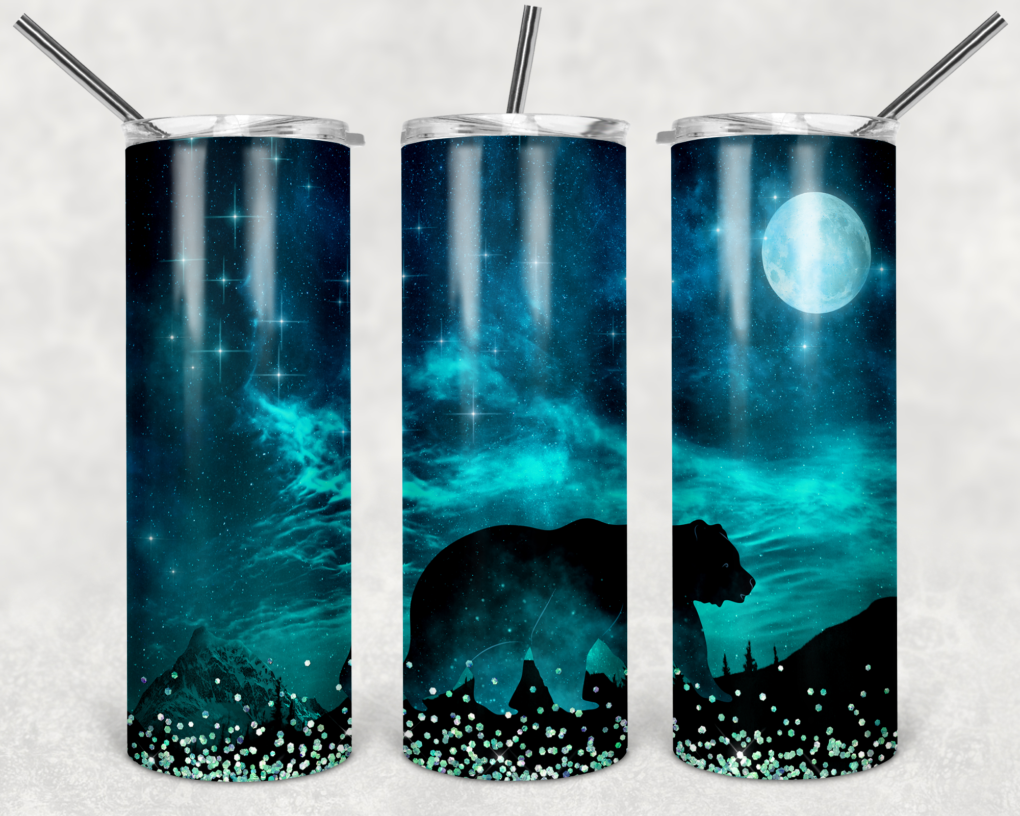 Night Sky Bear Tumbler Mockup
