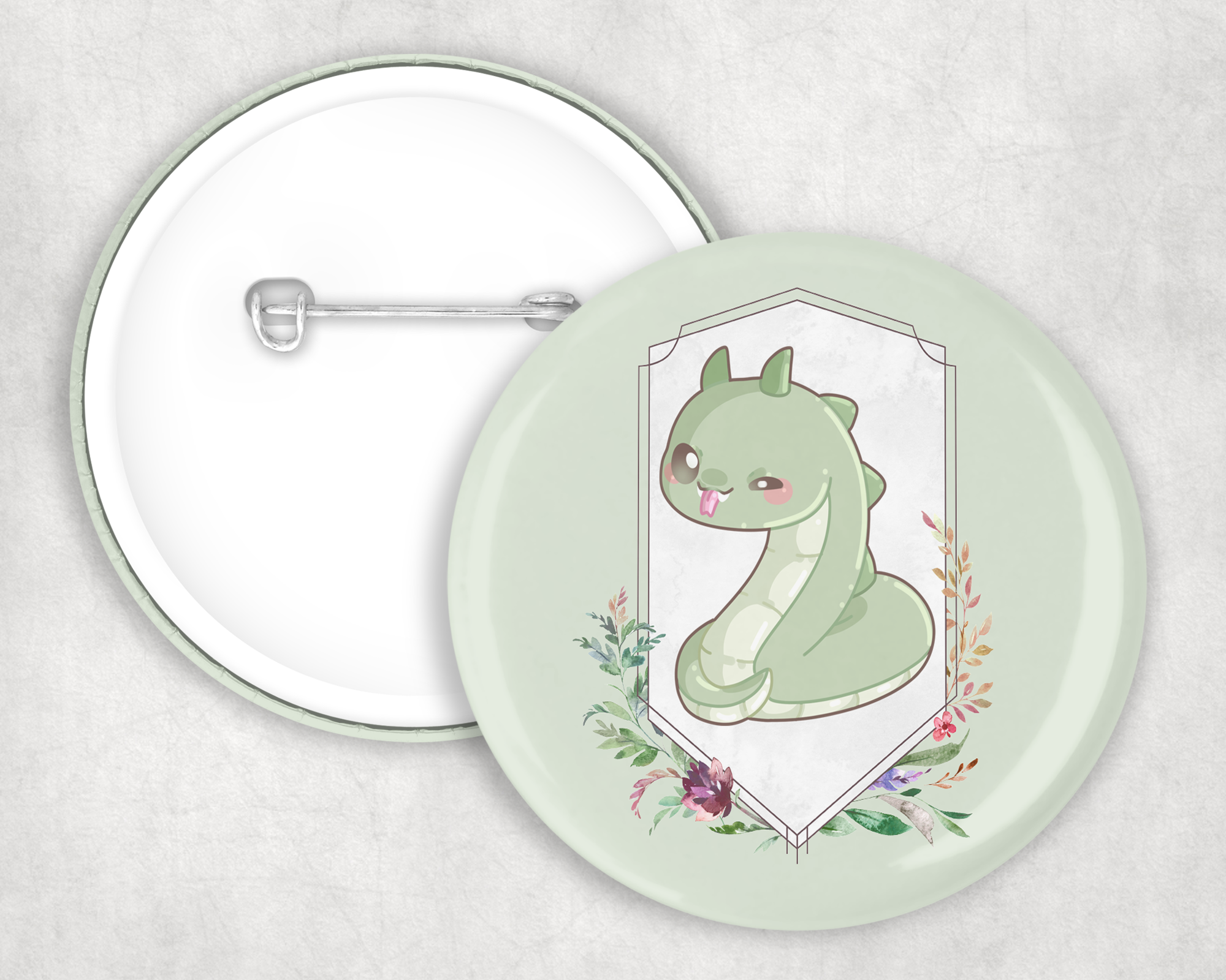 Chibi Basilisk Button Mockup