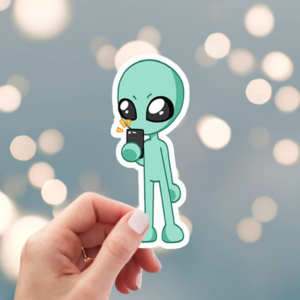 Alien Communication Sticker Mockup