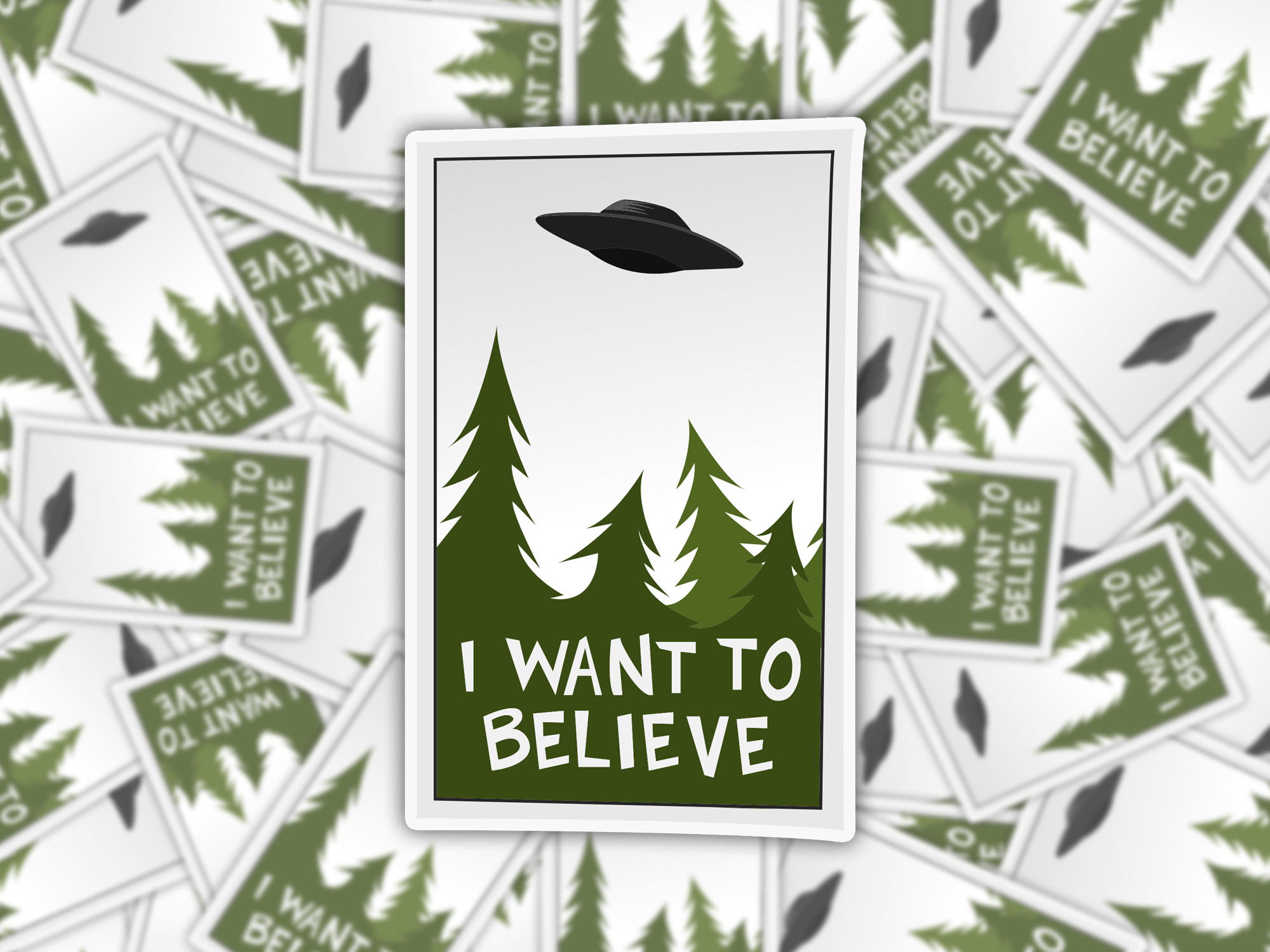 I Want To Believe Poster Sticker Mockup