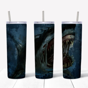 Dark Watercolor Shark Tumbler Mockup