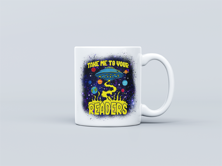 Take Me To Your Readers Mug Mockup