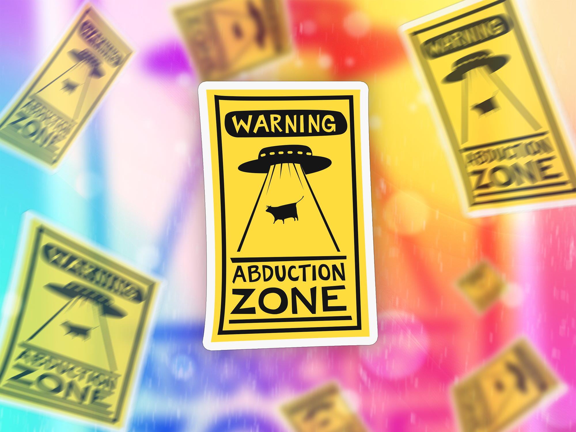 Abduction Warning Sticker Mockup