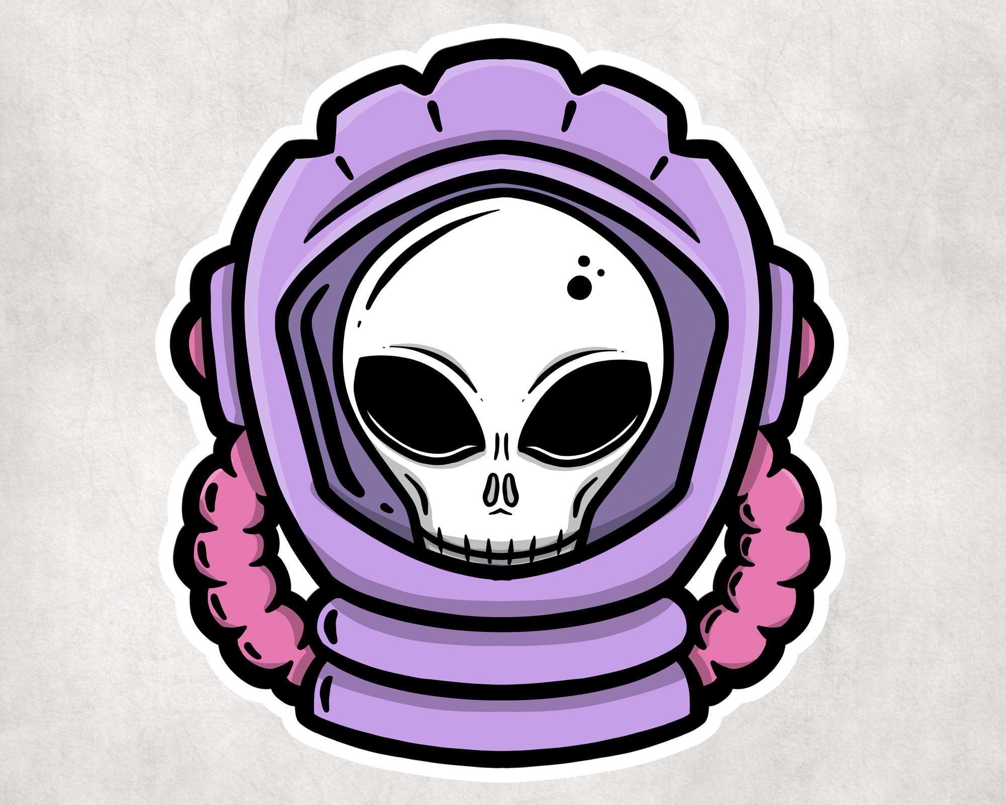 Alien Astronaut Skull Sticker Mockup
