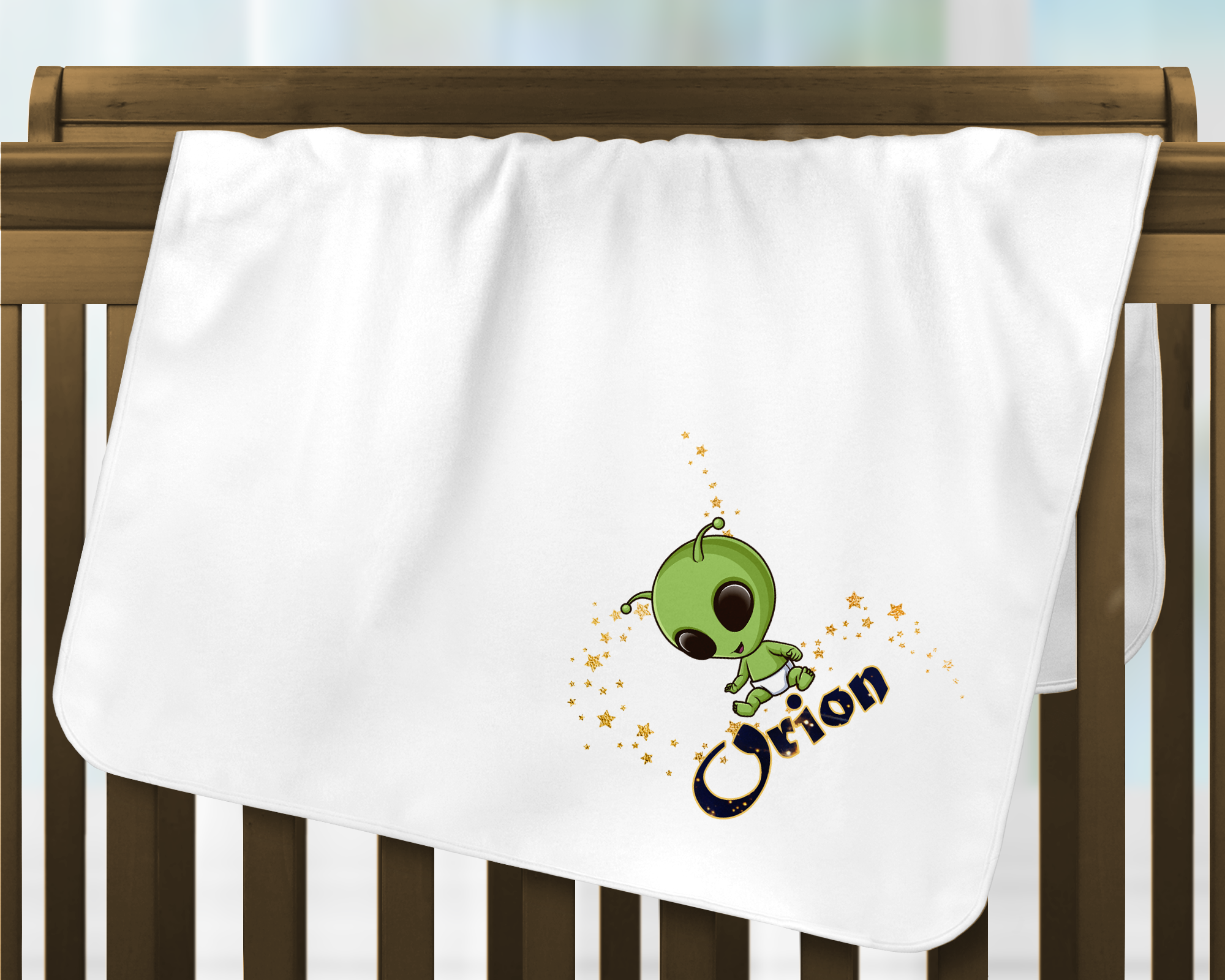 Baby Alien Throw Blanket Mockup
