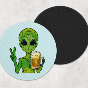 Alien With A Beer Coasters Mockup