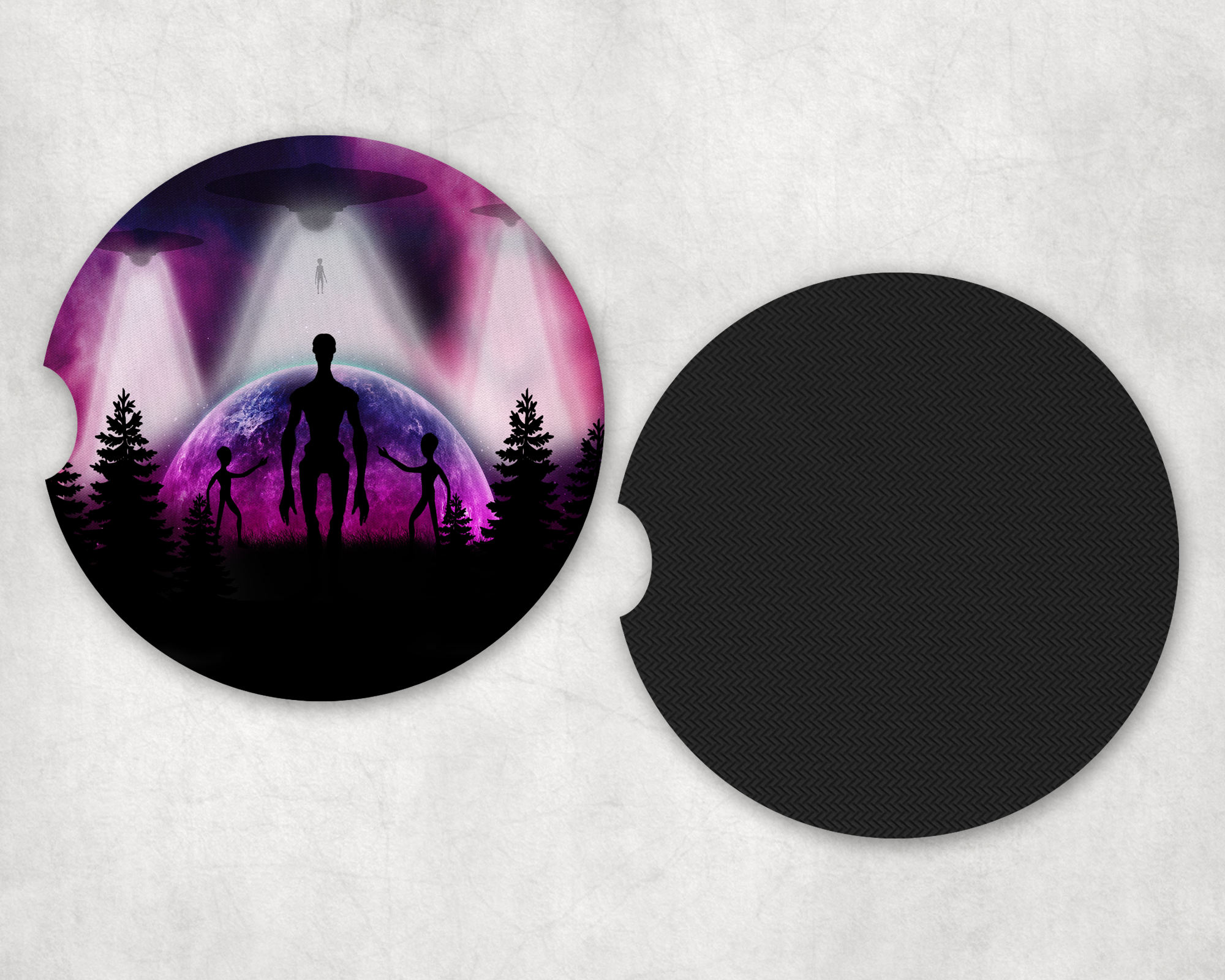 Alien Visitation Car Coasters Mockup
