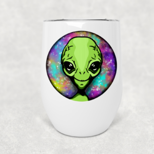 Colorful Alien Face Wine Tumbler Mockup
