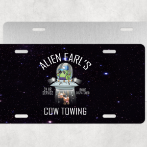Alien Earl's Cow Towing License Plate Mockup