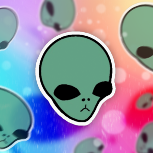 Alien Face Sticker Mockup