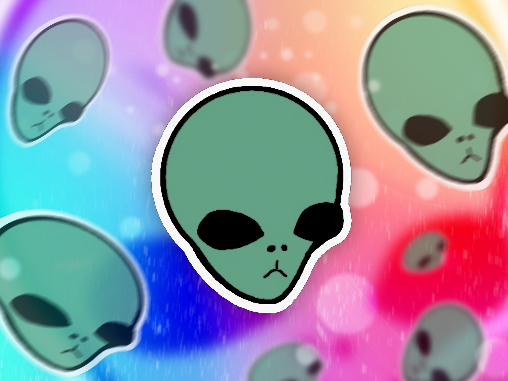 Alien Face Sticker Mockup