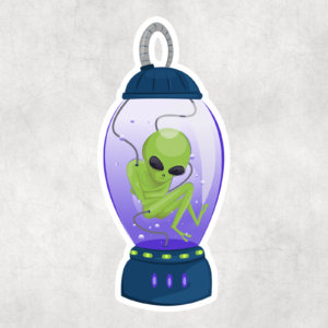 Alien In Cryotube Sticker Mockup