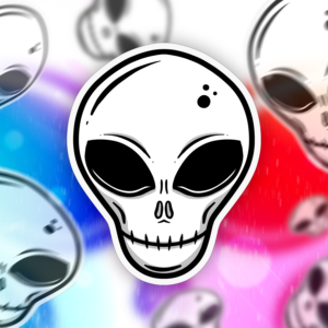 Alien Skull Sticker Mockup
