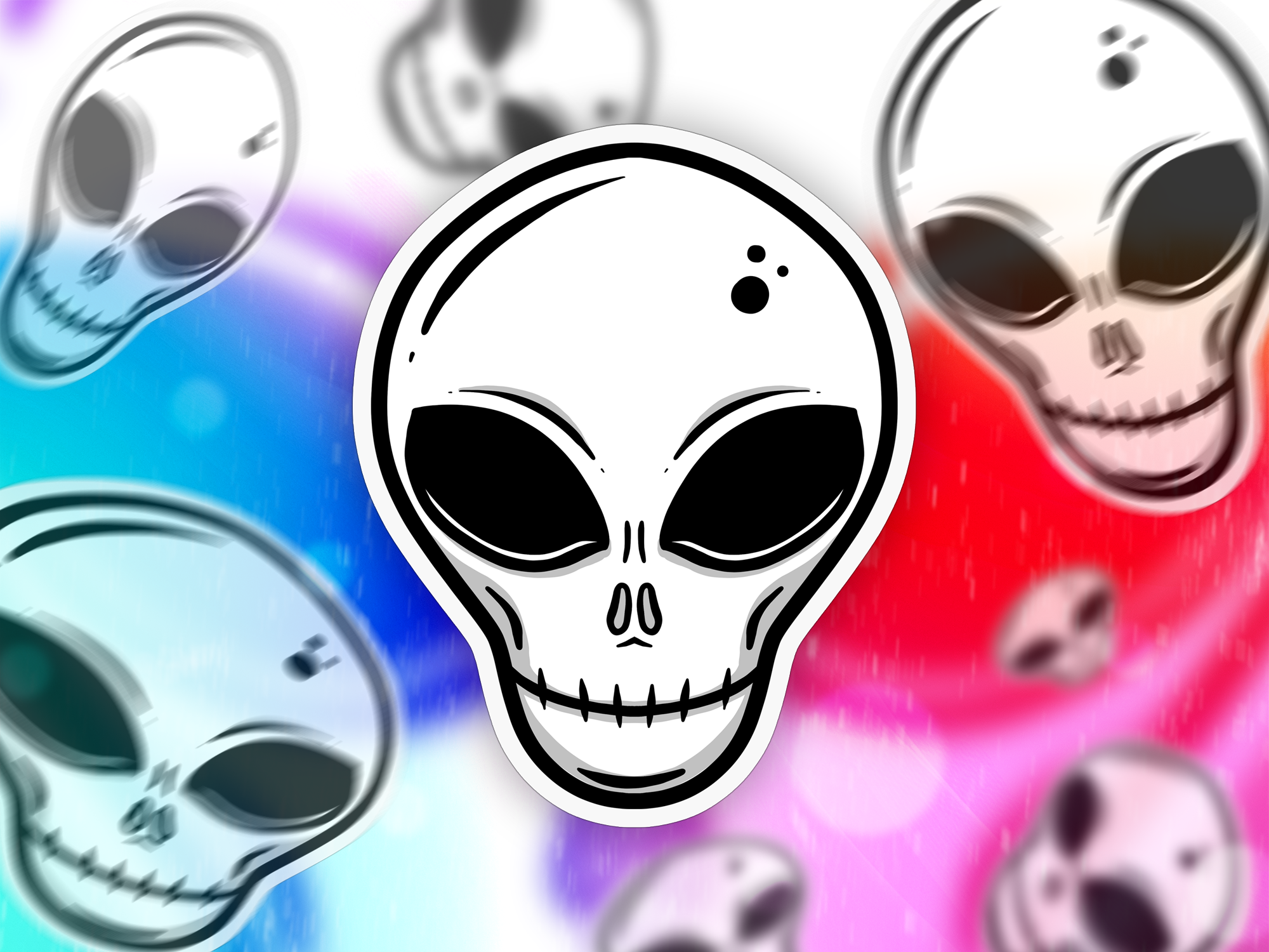Alien Skull Sticker Mockup