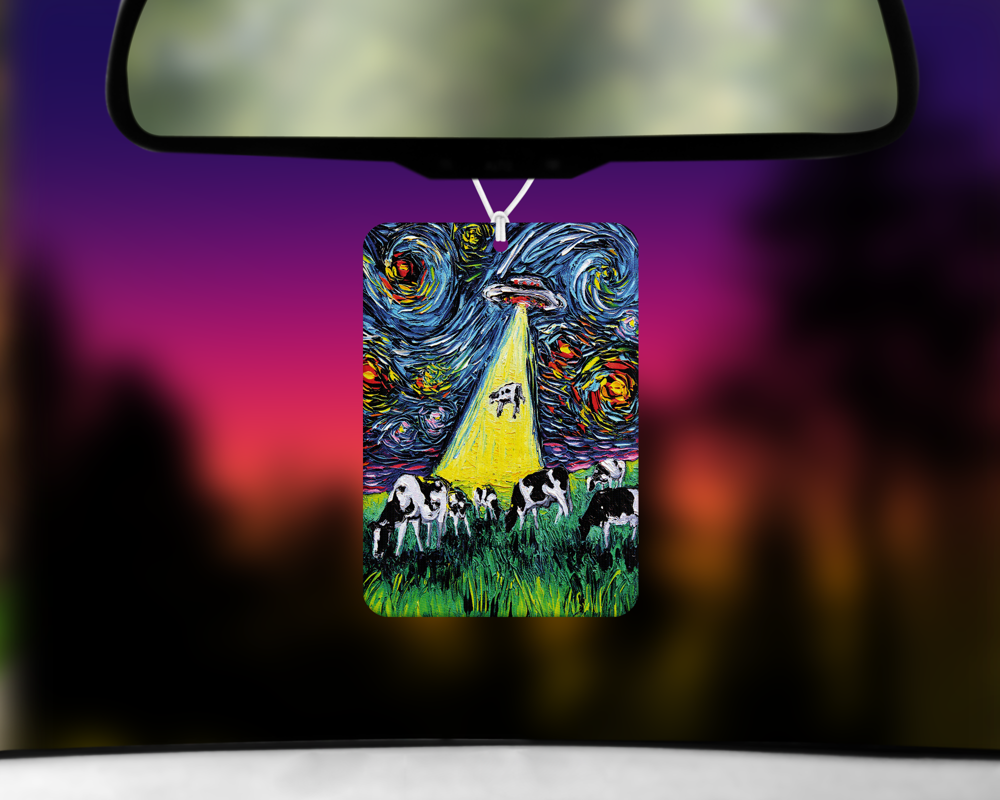 Alien Abduction Van Gogh Style Air Freshener Mockup