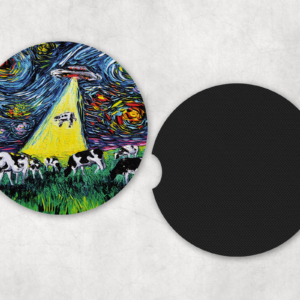 Alien Abduction Van Gogh Style Car Coasters Mockup
