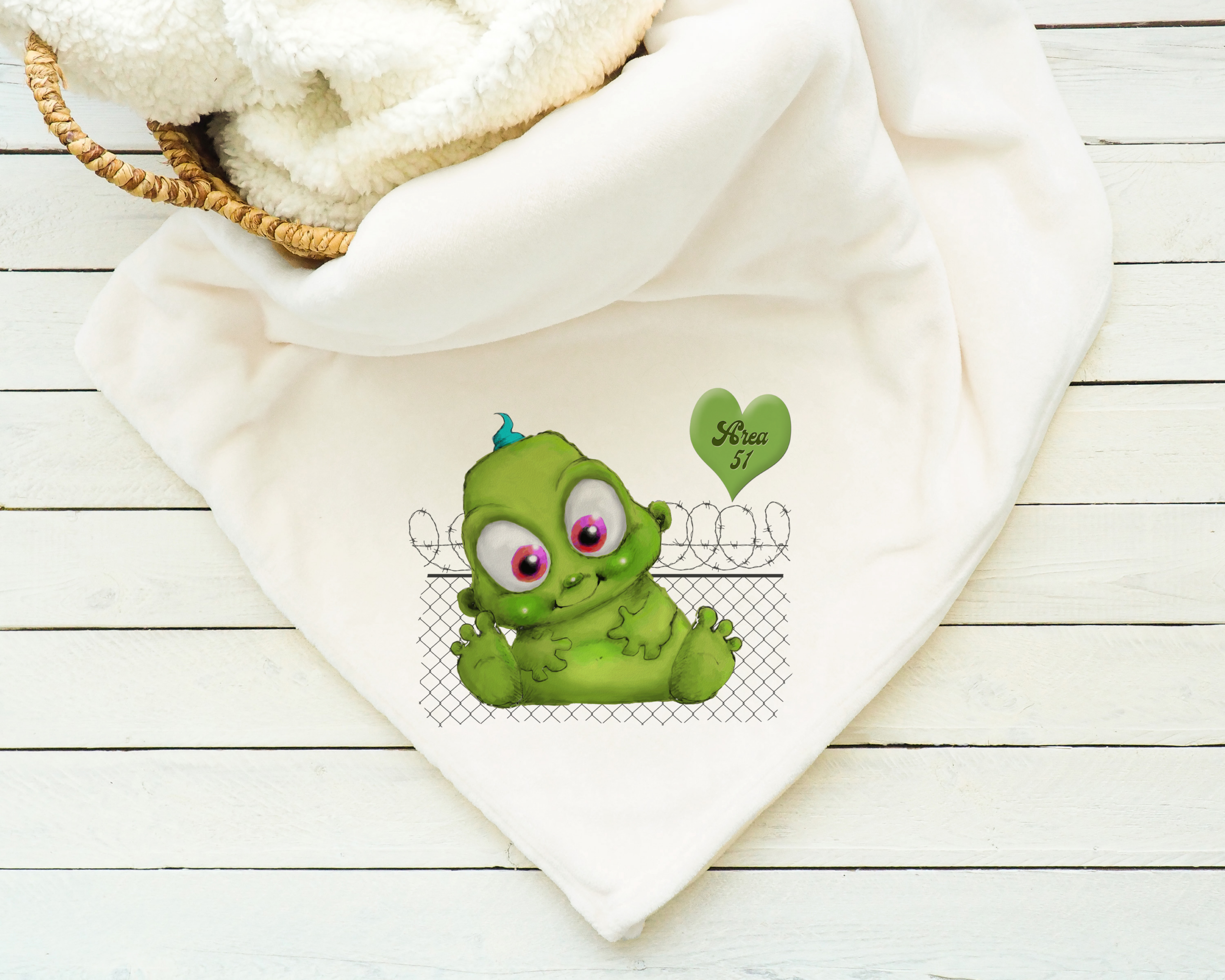 Area 51 Baby Alien Throw Blanket Mockup