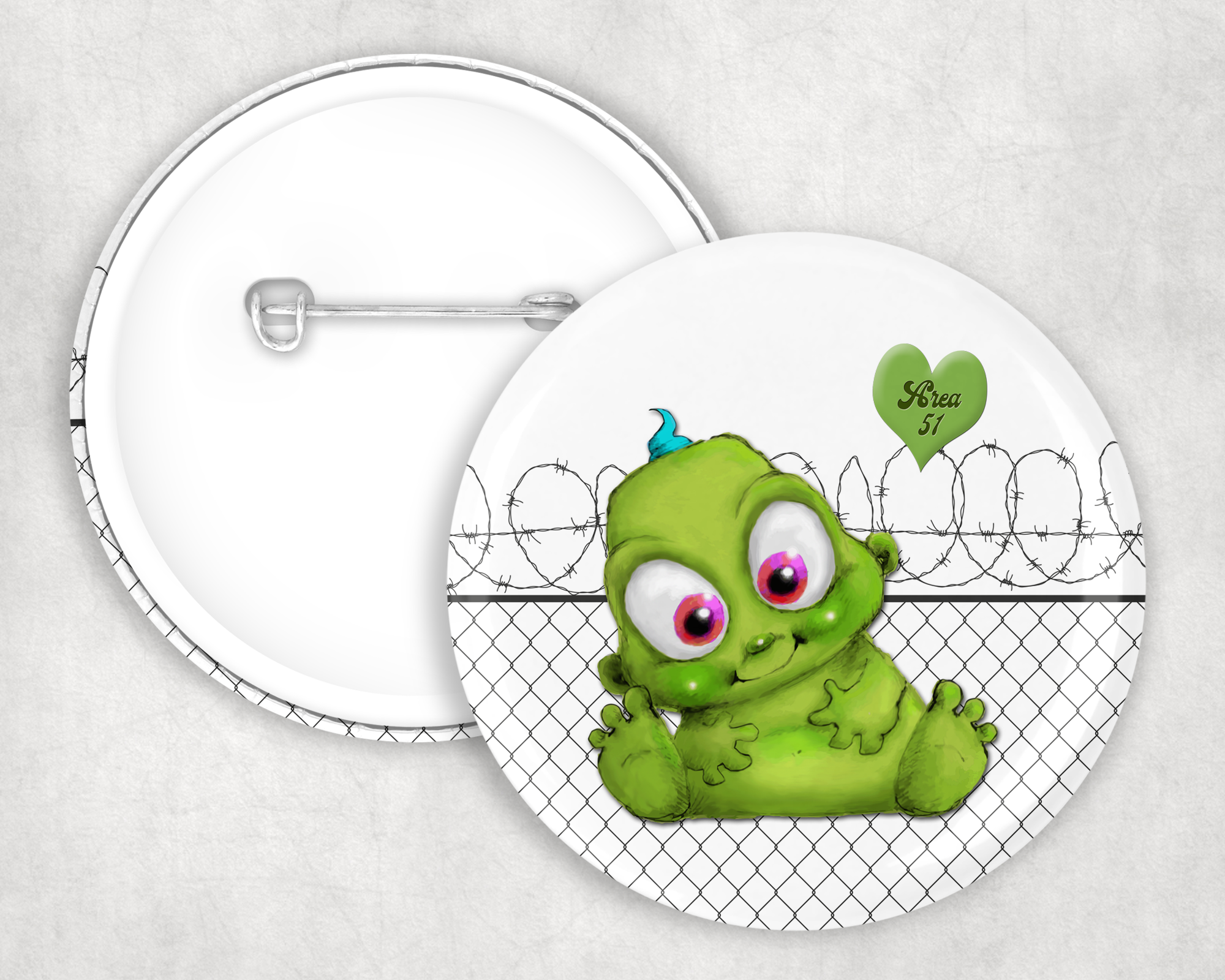 Area 51 Alien Button Mockup