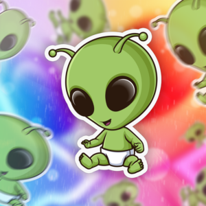 Baby Alien Sticker Mockup