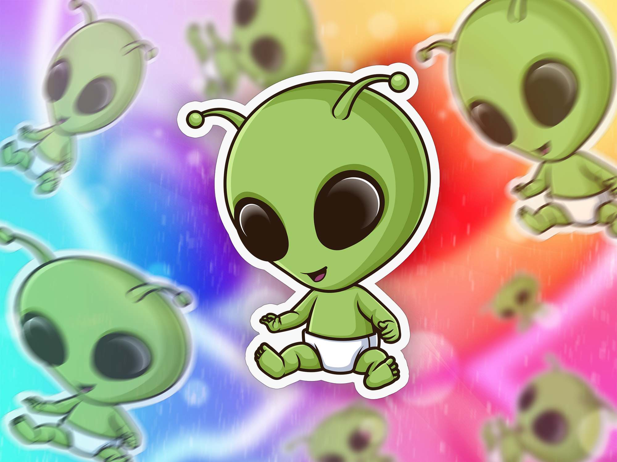 Baby Alien Sticker Mockup