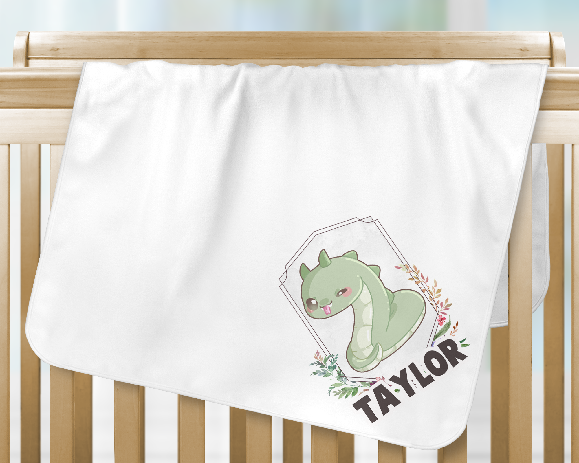 Chibi Basilisk Throw Blanket Mockup