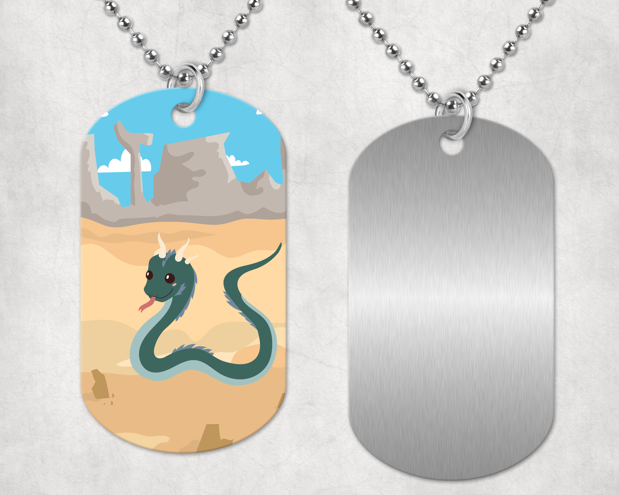 Desert Basilisk Dog Tag Mockup