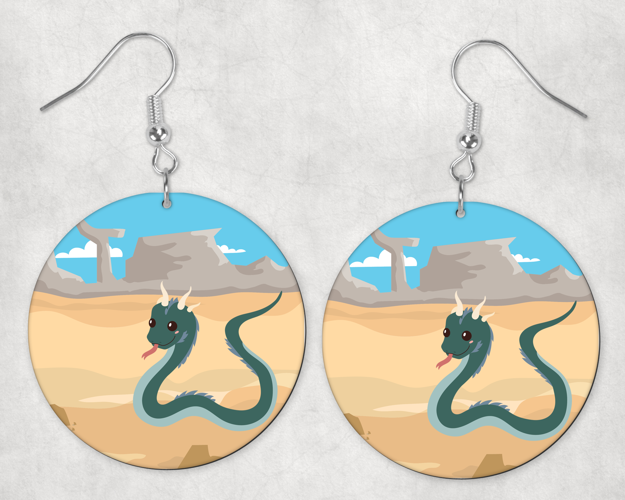 Desert Basilisk Earrings Mockup