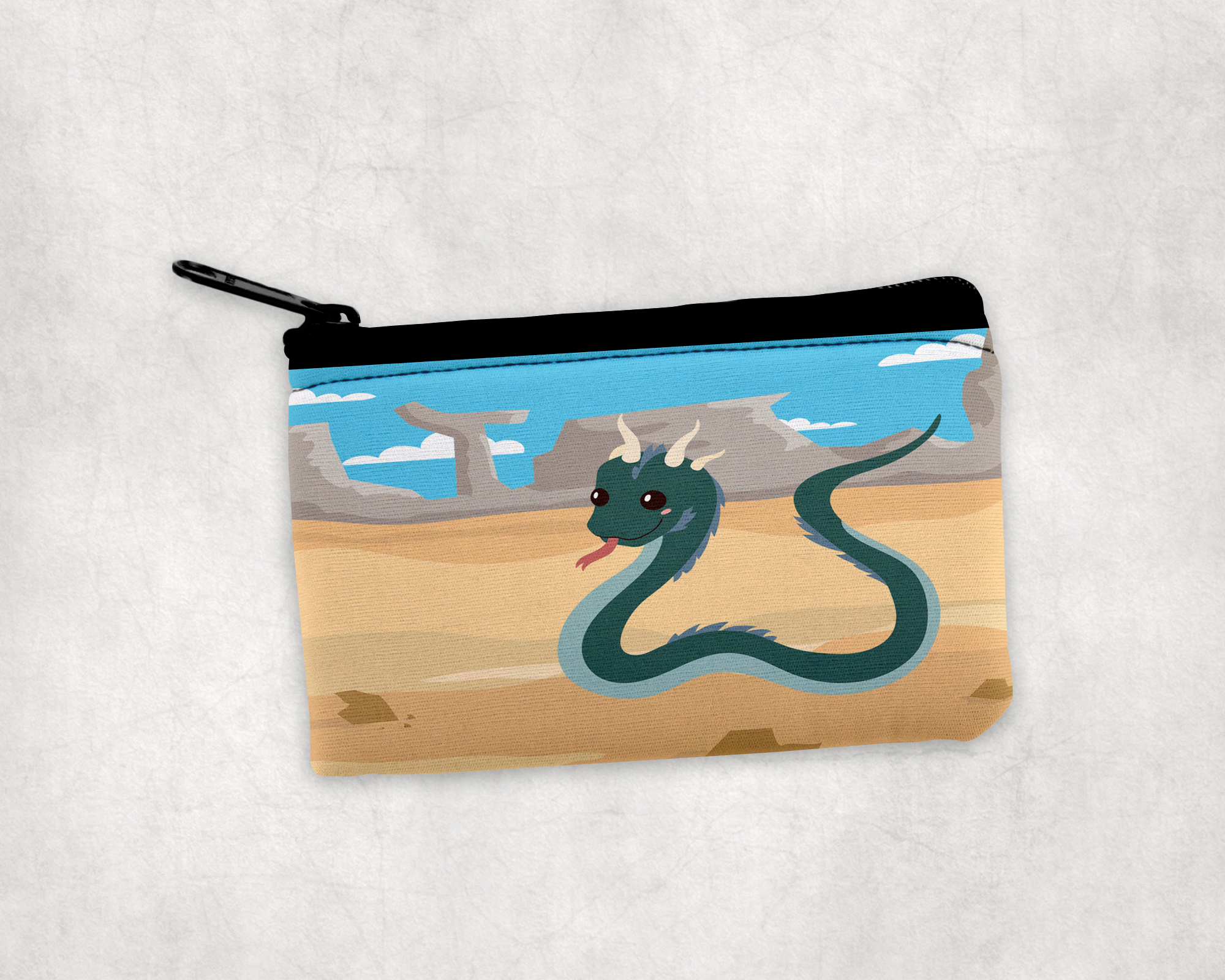 Desert Basilisk Zipper Pouch Mockup