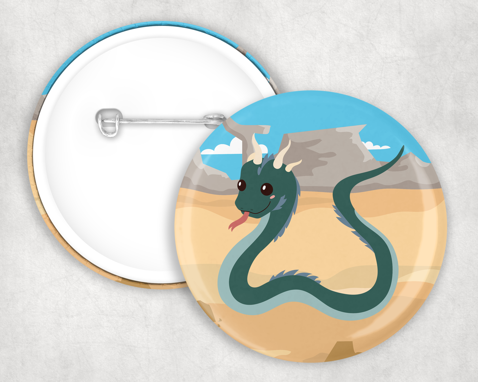 Basilisk in the Desert Button Mockup