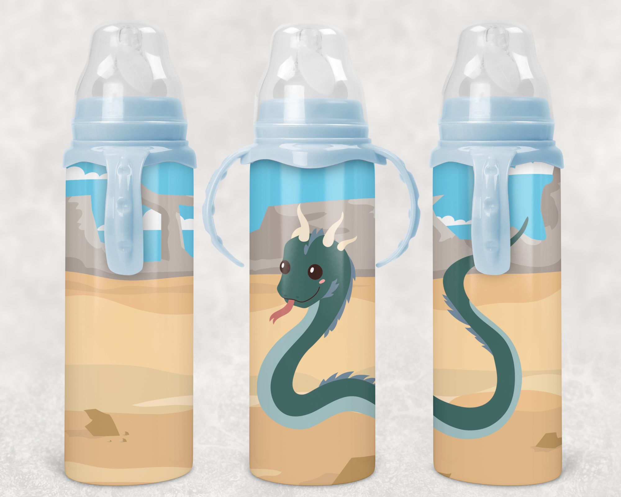 Desert Basilisk Baby Bottle Mockup