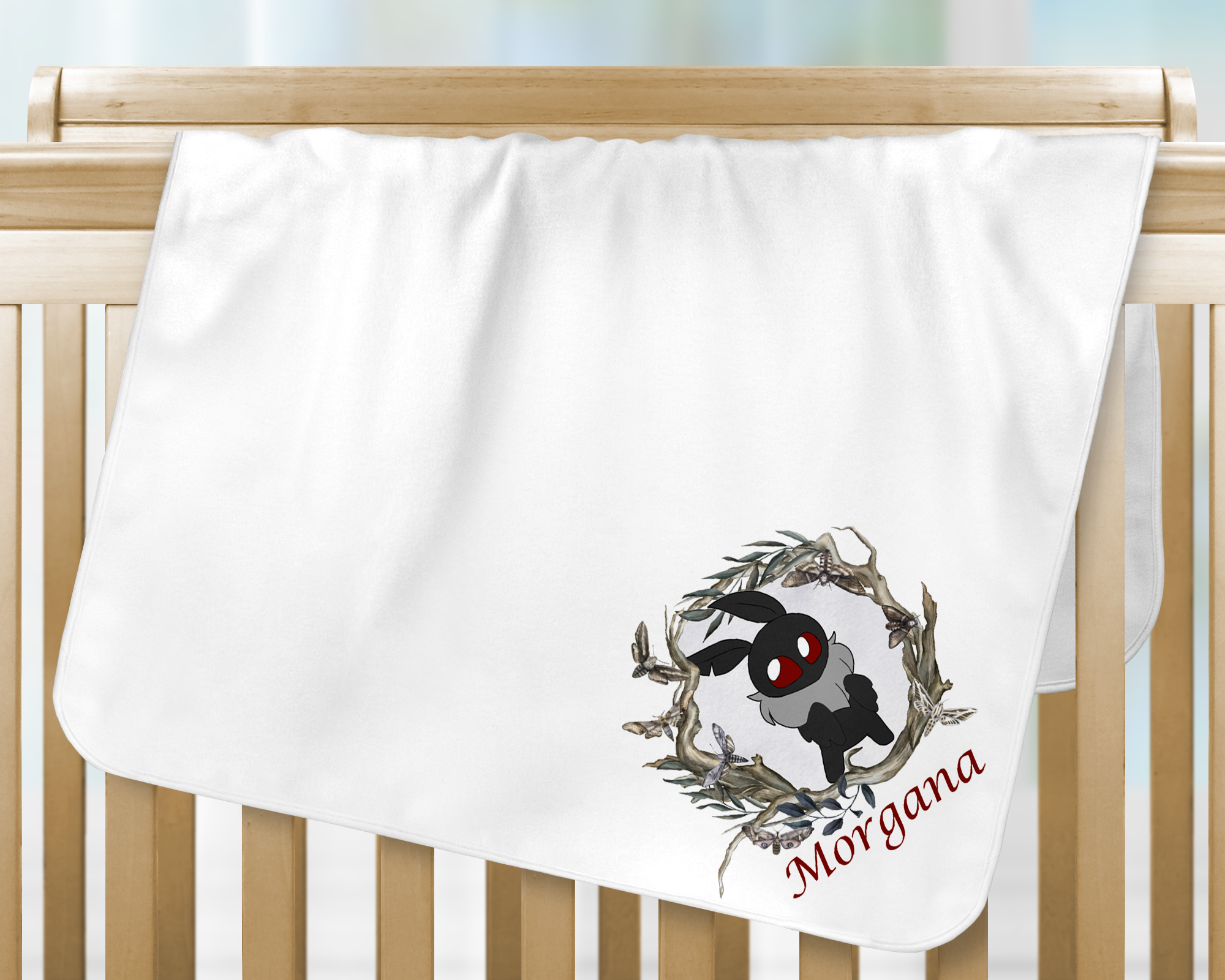Kawaii Mothman Throw Blanket Mockup