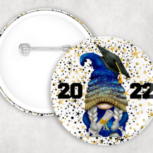 Grad Gal Gnome Button- blue